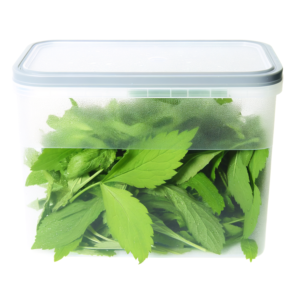 Frische Heilkräuter in luftdichtem Behälter lagern.